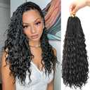 Eacia Goddess Box Braids Crochet Hair for Black Women 18 Inch Pre Looped Boho Crochet Box Braids with Curly Ends 7 Packs (18 Inch, 1B#)