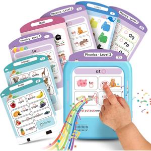 QuTZ Talking Flash Cards, Phonics Flash Cards, Learn to Read with 166 Pages, 29+ Themes, 800+ Words & Fun Facts, 700+ Interactive Games, Toddler Learning Toys for 2-6 Year Old (Blue)