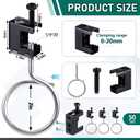 Tandefio 50 Set 1/4" x 20 Spring Steel Beam Clamps Metal Beam Hangers Bolt on Clamp with Metal Machine Threaded Bridle Rings for Pipe Cable Woodworking Tool (Black,2 Inch Bridle Rings)