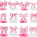 12 Pcs Pink Bow Party Honeycomb Centerpieces Pink Bow Table Centerpieces Coquette Theme Birthday Decorations Bow Party Decorations for Birthday Bridal Bachelorette Valentines Day Party Supplies