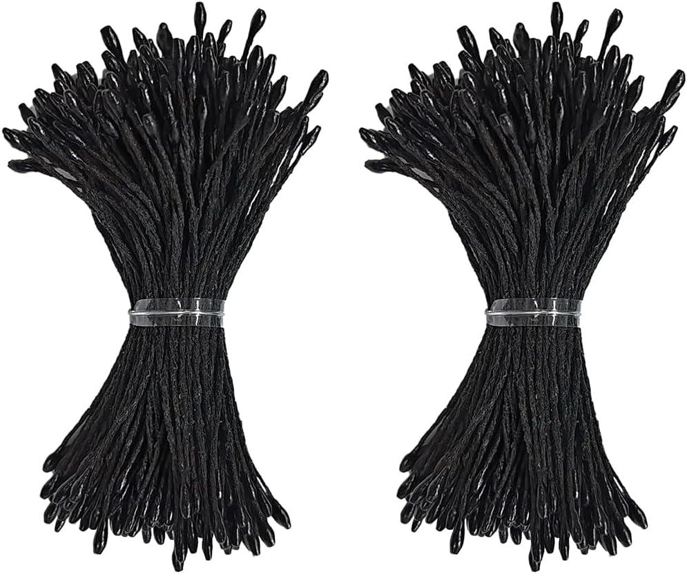 HAHIYO 1000Pcs 1mm Black Pearl Double Head Flower Pistil for Flower Making Scrapbook Decoration Mini Handmade Artificial Pistil Pearlized Floral Stamen Pollen