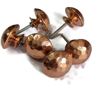Unique Handmade Hammerbeat Design Copper Cabinet Knobs, Stylish Modern Drawer Pulls, Trendy Cabinet Door Knobs, Hardware for Kitchen, Bathroom Cabinets, Dressers, Set of 6