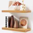 Marsmiles Floating Shelves for Wall 24 Inch | Natural Ash Wood Floating Shelves Set of 2 | 24W x 8D Natural Wood Wall Shelves with Upgraded Heavy Duty Brackets - Natural (Oak)