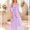 BeryLove Summer Formal Wedding Guest Prom Dresses Sequin Cocktail Evening Lace Elegant Mother of The Bride Dress (Purple, M)