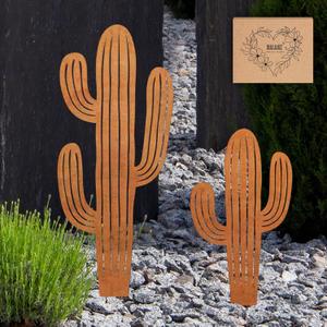2pcs Metal Cactus Outdoor Decor,Metal Plants Prickly Pear Cactus,Desert Steel Yard Art, Garden Decor、Lawn Decoration