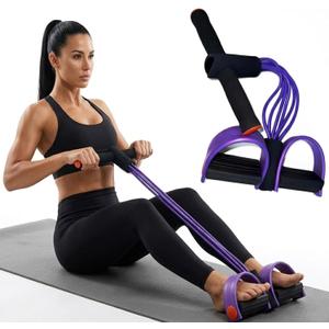 Pedal Resistance Band with Handle, Upgraded 6-Tube Pedal Puller Resistance Band, Natural Latex Exercise Bands for Full Body Workout, Tummy, Waist, Arm, Leg Slimming, Pilates Exercise