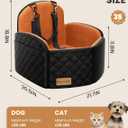 Dog Car Seat for Small/Medium Dogs, Elevated Dog Booster Seat Memory Foam Puppy Car Seat with Washable Cover, Travel Safety Pet Seat for Car with Storage Pockets Up to 35 lbs (Black/Brown)