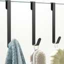 3 Pack Shower Door Hooks, Over Glass Door Hook in Bathroom Frameless Glass Door, Shower Hooks for Hanging Robe Towel Loofahs, Black.