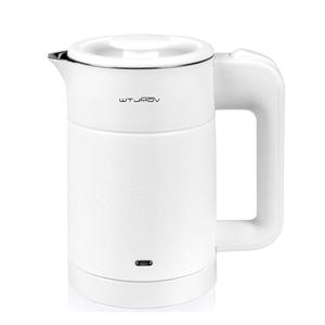 WTJMOV 0.6L Small Electric Tea Kettle Lightweight, 20 Ounce Double Wall Hot Water Boiler Stainless Steel Auto Shut-off, 120V Portable Travel Electric Kettle Fast Boil for Tea and Coffee, White