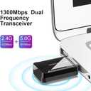Blueshadow AC1300 USB WiFi Adapter - 2.4G/5G Dual Band Wireless Network Adapter for Desktop Computers PC, MU-MIMO WiFi Dongle, USB 3.0, Supports Windows 11, 10, 8.1, 8, 7, XP/MAC OS 10.5-10.15