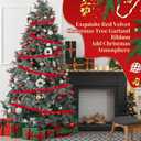 6 Yards Red Velvet Christmas Tree Garland with 36 Jingle Bells, Velvet Bell Garland Ribbon for Christmas Tree Vintage Xmas Ornaments for Home Wreath Staircase Party Holiday Decor