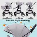 Lortsybab 2-in-1 Baby Stroller - Folding Infant Newborn Pram Stroller with Reversible Seat - Toddler Strollers for 0-36 Months Old Babies (Grey)