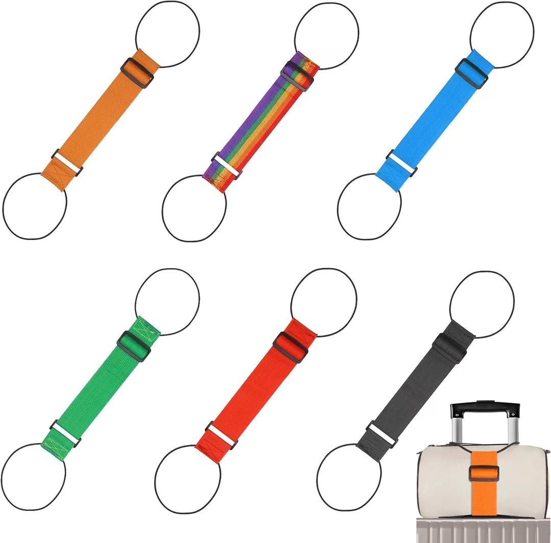 Luggage Straps, 6 Pack Elastic Travel Straps for Securing Luggage, Suitcase & Bag Organizer, Adjustable Hold-Down Straps for Travel Accessories, Carry-On, Checked Bags, Ideal for Travelers