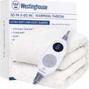 Westinghouse Electric Blanket Throw Size, Soft Plush Sherpa Heated Blanket with 6 Heating Levels & 2-10 Hours Auto-Off, Machine Washable, 50x60 inches, Ivory