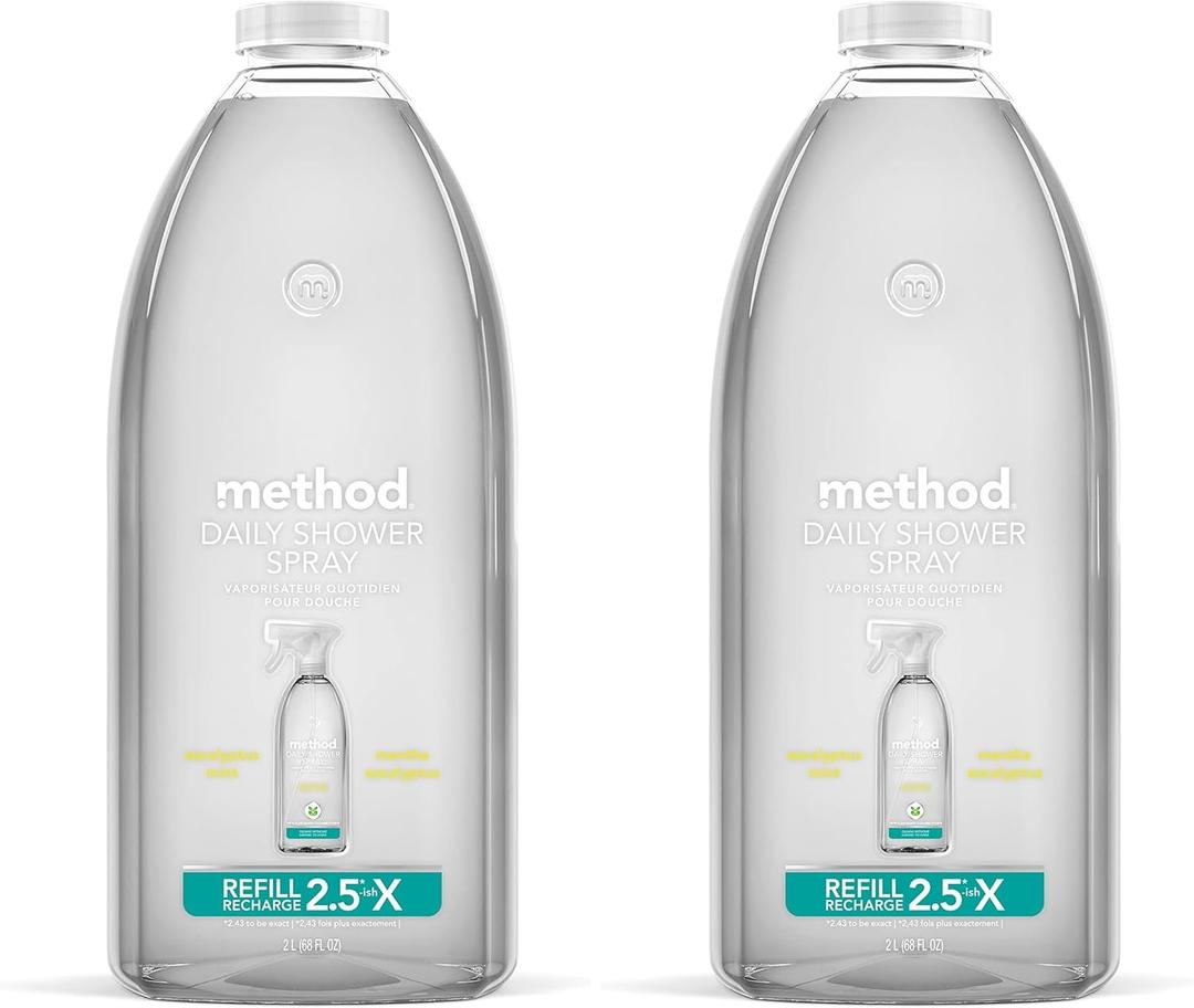Method Daily Shower Cleaner Refill, Eucalyptus Mint, For Showers, Tile, Fixtures, Glass and Tubs, 68 Fl Oz (Pack of 6)