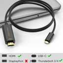 CableCreation USB C to HDMI Cable 6FT Male to Male, Thunderbolt 3/4 Compatible for Home Office, 4K High Speed for Galaxy S24/S24 Ultra/S24+/MacBook Pro/Air/M1,iPad Pro and More - Black