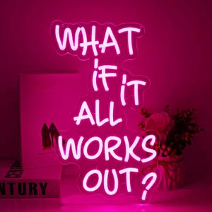 What If It All Works Out Neon Sign Led Neon Lights Neon Signs for Wall Decor Light Up Sign for Birthday Party Club Gift