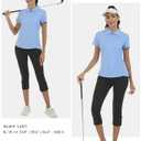 MoFiz Womens Zip up Golf Polo Shirt Short Sleeve Workout Golf Top Moisture Wicking Lightweight Tennis Shirts (Blue, XL)