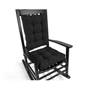 BUYUE Chair Cushion Set for Rocking Chair, Back Pillow & Seat Cushion with Ties, Original Woven Fabric Non-Slip Chair Pads for Elderly Sitting, Black