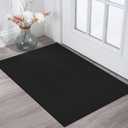 KOZYFLY Indoor Door Mat 2x3 ft Small Area Rugs Washable Front Door Mat Non Slip Rubber Backed Entryway Rug Cotton Entrance Doormat for Front Porch Bathroom Kitchen Bedroom, Black/Dark Grey