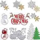 7 Pieces Merry Christmas Die Cuts, Christmas Tree Metal Cutting Dies Snowflake Deer Snowman Cut Stencils for Card Making DIY Scrapbooking Paper Dies for Album Decorative Embossing
