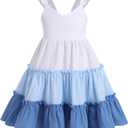 FYMNSI Toddler Little Girls Rainbow Twirly Skater Dress Baby Kids Back to School Dress Summer Casual Tea Party Beach Sundress