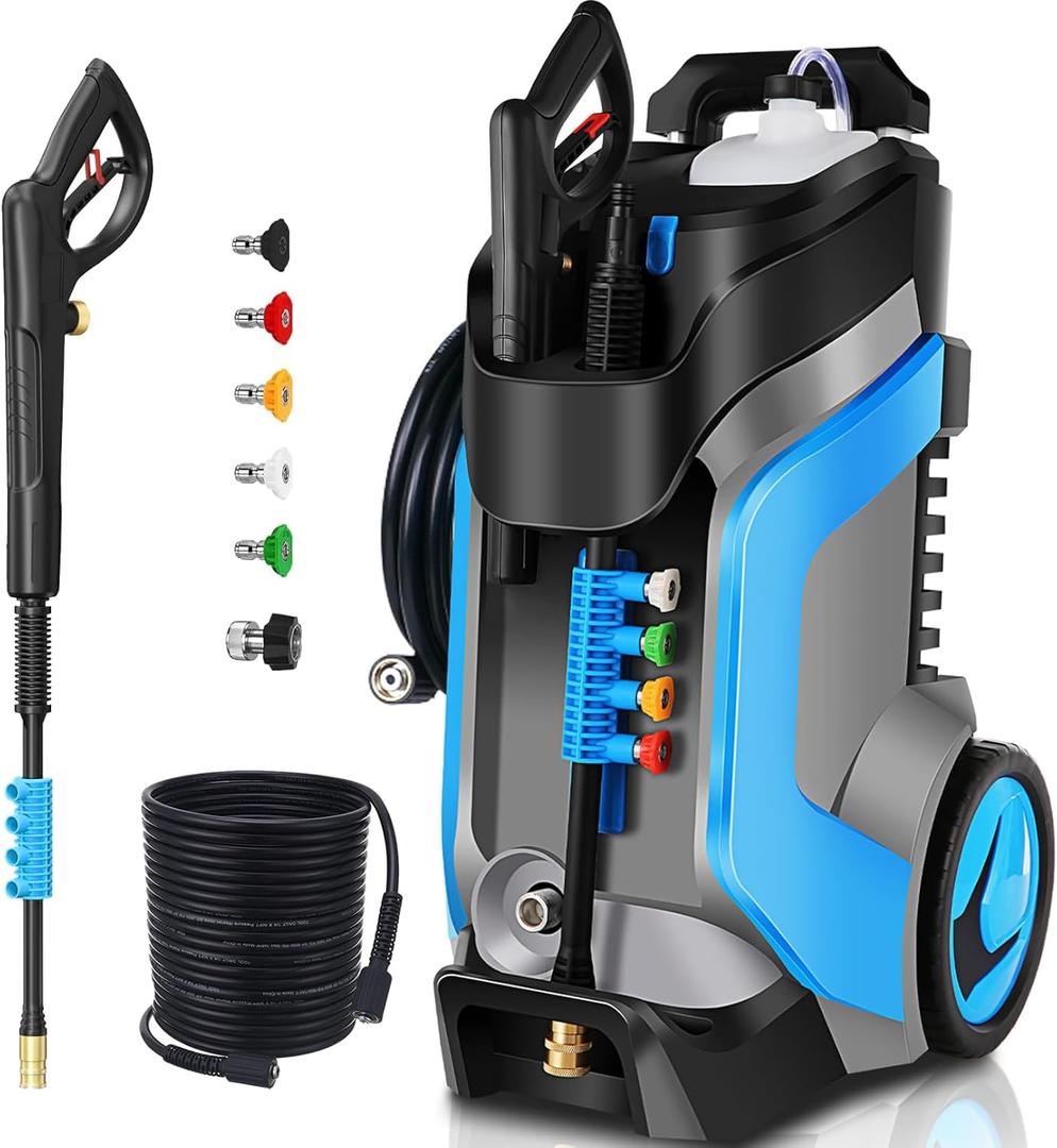 Electric Pressure Washer 4500PSI 4.0GPM Power Washers with Pressure Hose 33FT, Power Sprayers High Pressure with 1/4" QC Compatible Surface Cleaner Powerwashers for Home Cars Driveways, Blue