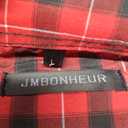 JMBONHEUR Men's Western Cowboy Pearl Snap Buttons Plaid Short Sleeve 2 Pockets with Pen Holder Lightweight Casual Shirt (Red Black #22, L)