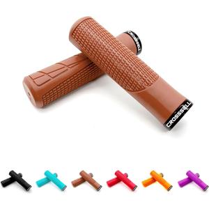Mountain Bike Grips, Bicycle Handlebar Grips, Bicycle Handlebar Grips Single Lock-on, Ergonomic Bike Grips Non-Slip (Brown)