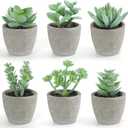 DomeStar 6PCS Succulents Plants Artificial, Small Fake Plants in Pots for Bedroom Aesthetic Living Room Shelf Bathroom Decor Office Desk Accessories (Green)