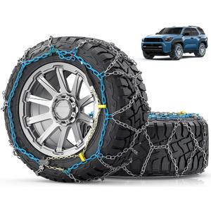 Snow-Chains Easy Install Tire-Chains, One-Pull Fit Heavy-Duty Tire Snow Chains for Pickup Trucks & SUVs Off-road, Emergency Tire Traction Car Tires 265 275 285 295 305 315 - Set of 2 (SCRV275)