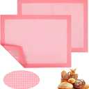 TIESOME 2 Pcs Reusable Baking Sheet Liners, Perforated Silicone Half Sheet Silicone Baking Mats 11.75" x 15.75" Non Stick Mesh Oven Liners for Eclairs Bread Pizza Cookies, Pink