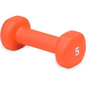 Gaiam Dumbbell Hand Weight (Sold in Singles) - Neoprene Coated Exercise & Fitness Dumbbell for Home Gym Equipment Workouts Strength Training Free Weights for Women, Men (5-Pound, (B) Orange | 5-Pound)