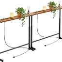 Adjustable Height Narrow Sofa Table with Built-in Power Outlets, 78" Long Console Table Behind Couch Table with Charging Station Skinny Entryway Table for Living Room & Hallway (Rustic Brown)