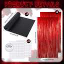3.3ft x 6.6ft Black Red Stranger Party Streamers Backdrop Black Craft Paper Roll, Matte Red Tinsel Foil Curtains DIY Gateway Theme Decorations for Stranger Party Halloween Horror Photo Props