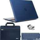 IBENZER Compatible with New MacBook Air 13 inch Case 2022 2021 2020 M1 A2337 A2179 A1932, Hard Shell Case & Sleeve & Keyboard Cover & Type C for Mac Air 13 with Touch ID, Navy Blue, MAT13-NVBL+3