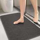 2 x Bathroom Rugs,Bath Mats for Bathroom Non Slip Washable, Quick Dry,Water Absorbing,Fits Under Door,Ultra Thin,Rubber Backing,Low Pile,Cozy Cloth Cotton,Ideal for Shower,Sink-Dark Grey 24''x16''