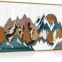 Vintage Woodcut Style Mountain Framed Canvas Wall Art Set,Boho Rustic Sunrise Forest Nature Wall Decor,Modern Country Wilderness Artwork for Living Room,Bedroom,Farmhouse -20"x40"