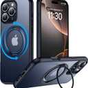 Temdan for iPhone 16 Pro Max Case, 360Rotatable Ring Stand Case Matte Skin Feeling Compatible with MagSafe Military-Grade Protection Magnetic Kickstand 6.9 inch -Matte Black