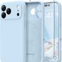 Magnetic for iPhone 17 Pro Case, Compatible with MagSafe, [Full Camera Protection][Screen Protector] Silicone Shockproof Protective Phone Case for iPhone 17 Pro 6.3", Light Blue