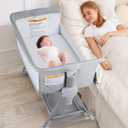 BIERUM Baby Bassinet for Baby - 7 Height Adjustable Bedside Bassinet with Lockable Wheels, Easy to Assemble Portable Bedside Crib with Large Storage Bag & Mattress for Newborn/Infant | Easy to Assemble, Portable Bedside Crib with Large Storage Bag & Side Pocket, Best for for Newborn/Infant 0-6 Months, 36.6*22*32.2inch