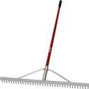 KYLIN 36 Inch / 36 Tines Aluminum Landscape Rake with 66 Inch Extra-Long Handle, Versatile Rake for Lawn Care,Loosening Soil, Weeding, Leveling Gravel, Beach Sand - Lighweight & Rust Proof