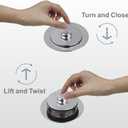 Chrome Tub Drain Lift &Turn Tub Trim Set with Two-Hole Overflow Faceplate Conversion Kit Assembly, Hidrop Bathtub Drain Replacement Trim Kit and Universal Fine/Coarse Thread, Chrome Plated