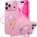 360 Spin Magnetic Stand for iPhone 17 Pro Case, Fit for MagSafe, All Around 4X Military-Grade Protection, Full Camera Protection,Anti-Slip Slim Phone Case for iPhone 17 Pro 6.3", Chalk Pink