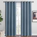NICETOWN Smoky Blue Blackout Curtains 86 inches Length for Living Room, 2 Panels, 55" Wide, Thermal Insulated Long Drapes for Large Window