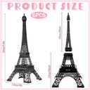 Therwen 6 Pcs 15'' Eiffel Tower Statue Decor Alloy Metal Paris French Eiffel Tower Model Collectible Figurine Paris Craft Art Statue Model Party Decoration Gift for Cake Topper(Black)