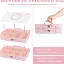 Stackable Snackle Box Container with 2 Lids, 14 Compartments - BPA-Free Snackle box Organizer, Dishwasher & Microwave Safe Reusable Snacklebox for Veggies, Fruits, Charcuterie, Snacks (Pink, 2 Pack)