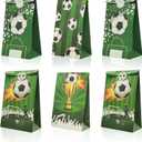 3 x YIPAXEJE 12 Pieces Football Party Favor Bags Candy Bags and Stickers for Children's Birthday Celebrations and Sporting Event Party birthday party supplies, Greener