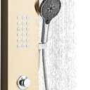 Shower Panel Tower System,Rain Shower Head Rainfall Waterfall Shower,Handheld High Pressure Rain Massage System(Gold)