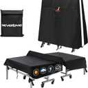 Ping Pong Table Cover Outdoor Waterproof, Table Tennis Cover Indoor & Outdoor Fits Universal 9x5 FT Tables Folding & Flat Tables with Paddles Organize Bag, 600D Oxford Fabric (Black)